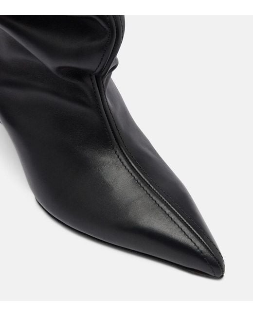 Balmain Black Leather Wedge Boots