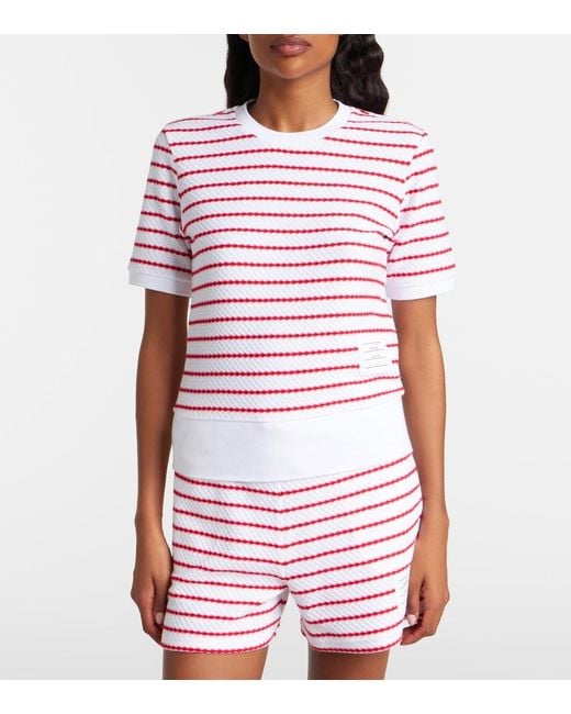 Thom Browne Red Striped Cotton Top
