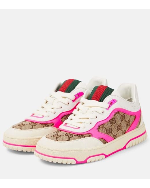 Gucci Pink Sneakers Re-Web aus Leder