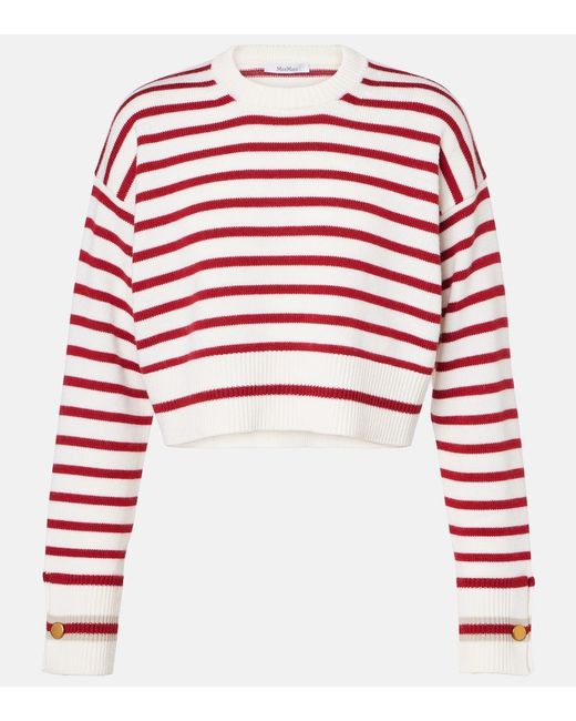 Max Mara Red Dorotea Striped Virgin Wool Sweater