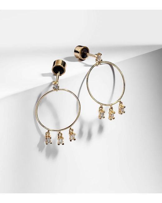 Ileana Makri Metallic 18kt Yellow Gold Hoop Earrings With Diamonds