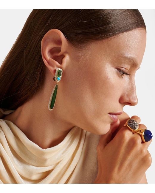 Marina B Blue Quarta 18Kt Drop Earrings With Diamonds And Gemstones