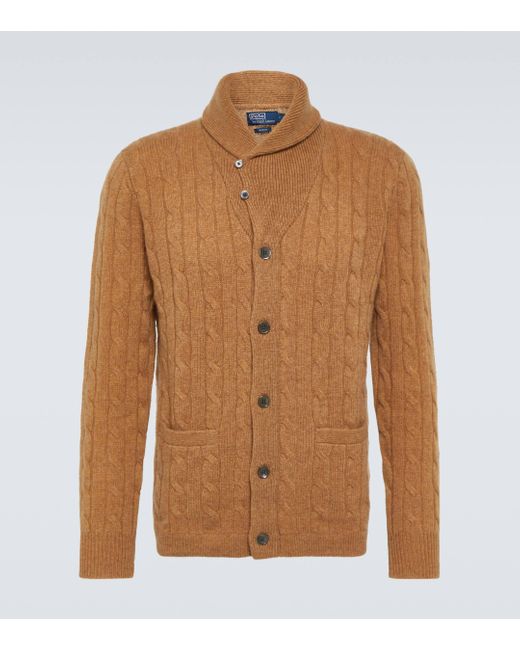 Polo Ralph Lauren Brown Cable-knit Cashmere Cardigan for men