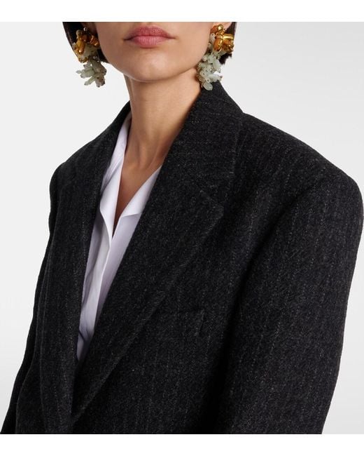 Dries Van Noten Black Pinstripe Wool Blazer