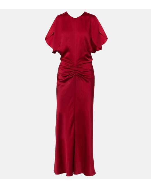 Robe Midi En Crepe De Satin Victoria Beckham en coloris Red