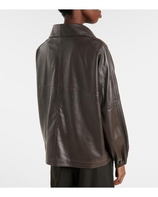 Nour Hammour Black Anorak Leather Jacket