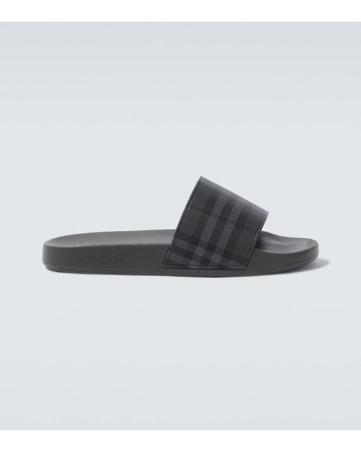 Burberry Black Check Slides for men