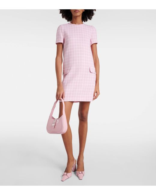 Robe Contrasto en tweed de laine melangee Versace en coloris Pink