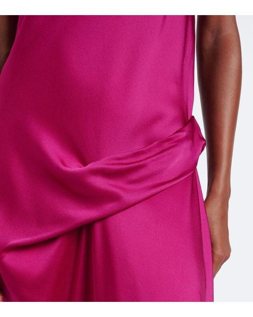 Stella McCartney Purple Draped Satin Maxi Dress