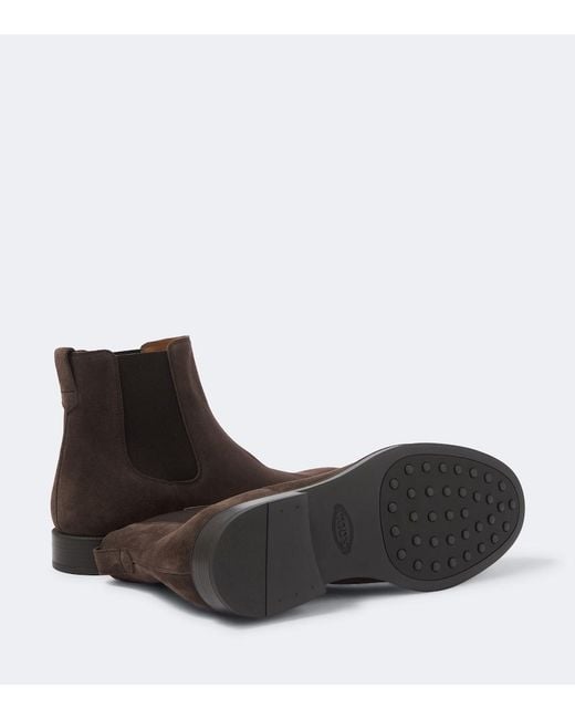 Tod's Brown Suede Chelsea Boots for men