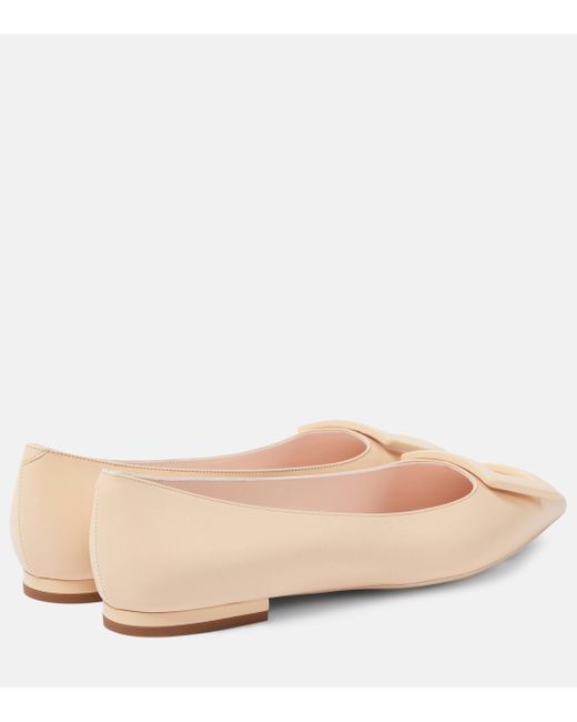 Roger Vivier Natural Gommettine Ball Patent Leather Ballet Flats