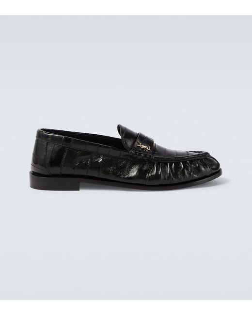 Saint Laurent Black Le Loafer Leather Penny Loafers for men