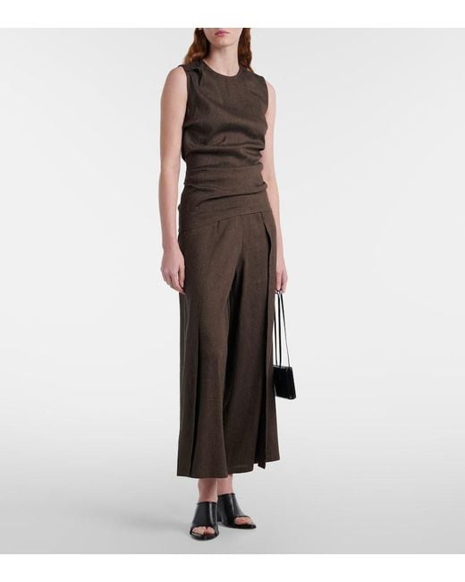 Proenza Schouler Brown Calla Linen-Blend Wide-Leg Pants