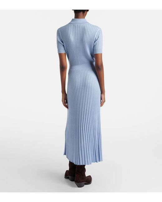 Gabriela Hearst Blue Amor Ribbed-Knit Silk And Cashmere Maxi Dress