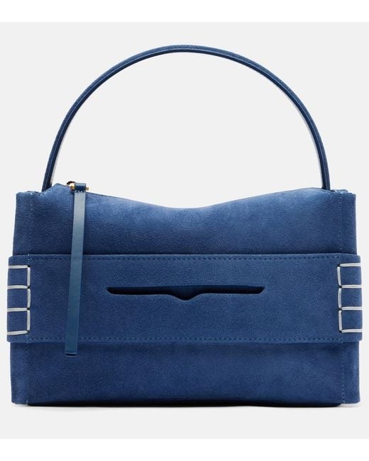 J.W. Anderson Blue Loafer Small Suede Shoulder Bag