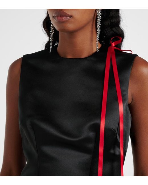 Simone Rocha Black Bow-Detail Satin Midi Dress