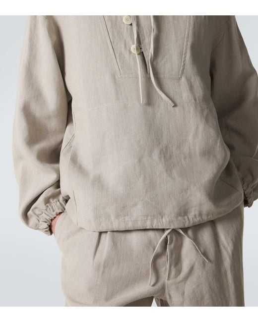 STÒFFA Gray Hooded Linen Jacket for men
