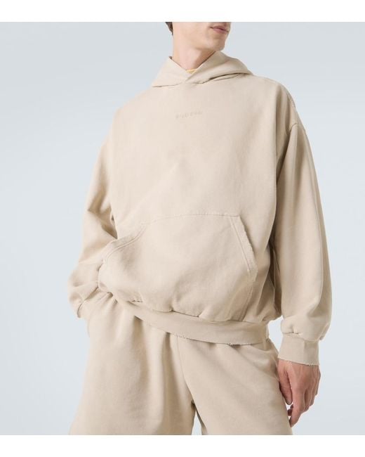 Balenciaga Natural Logo Cotton Fleece Hoodie for men