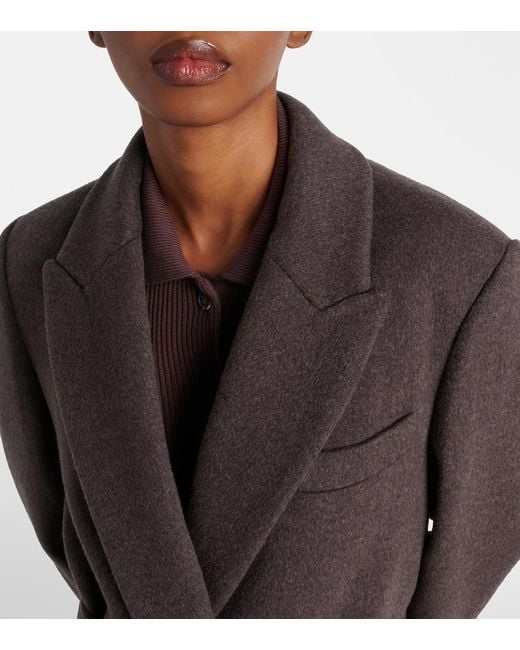 Brunello Cucinelli Brown Wool And Cashmere Wrap Coat