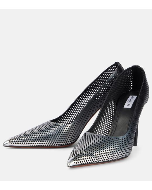 Alaïa Black 90 Ombre Leather Mesh Pumps