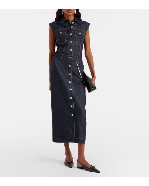 Sportmax Blue Farfalla Denim Midi Dress