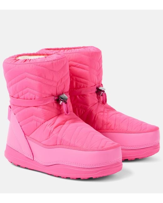 Bogner Pink Fabric Rubber Snow Ankle Boots