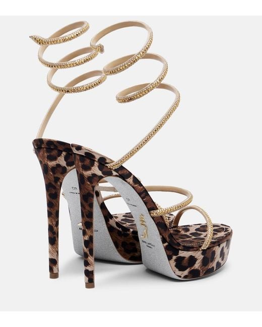 Rene Caovilla Metallic Cleo Embellished Satin Platform Sandals