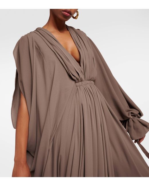 Balenciaga Brown All-in Asymmetric Crepe Maxi Dress