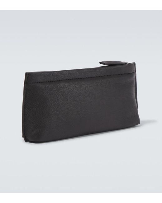 Zegna Black Secondskin Leather Toiletry Bag for men