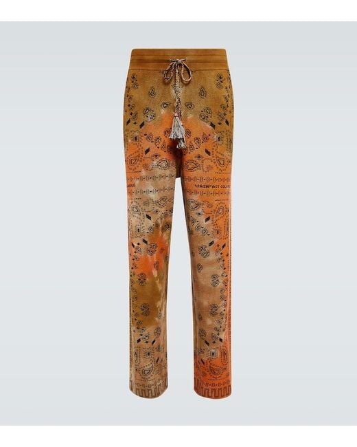 Alanui Orange Bandana Piquet Jacquard Cotton Pants for men