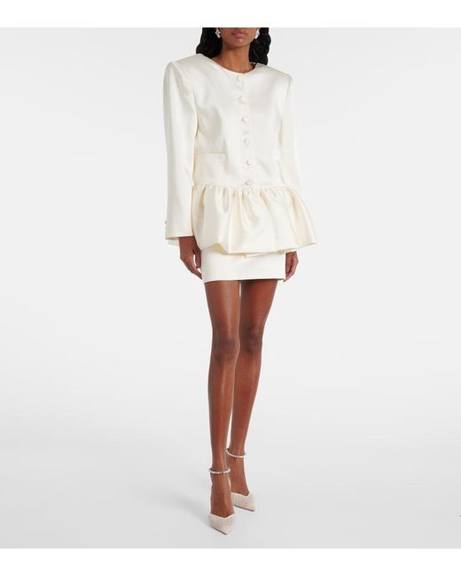The New Arrivals Ilkyaz Ozel White Meringue Satin Miniskirt