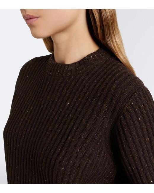 Brunello Cucinelli Black Ribbed-Knit Cashmere And Wool-Blend Sweater