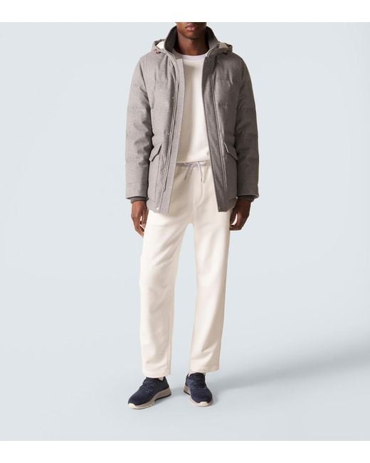 Brunello Cucinelli Gray Wool Flannel Down Jacket for men