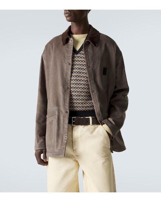 Loewe Brown Suede-Trimmed Jacket for men