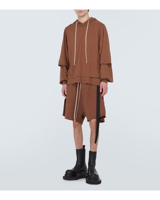 Rick Owens Brown Cotton Jersey Hoodie for men