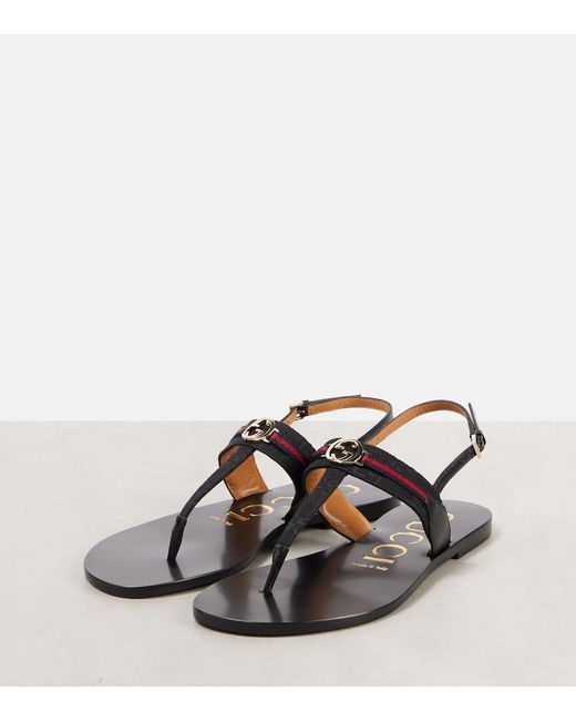 Gucci Black Sandalen Interlocking G Aus Canvas