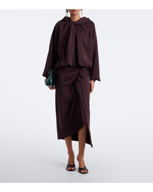 Dries Van Noten Purple Ruffled Cotton Jersey Midi Skirt