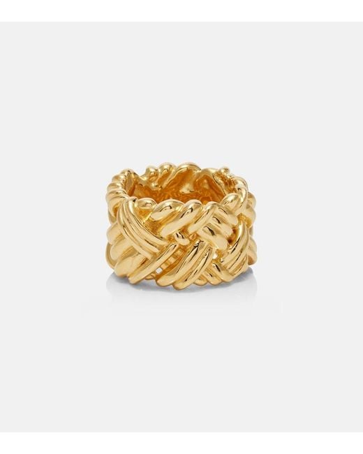 Bottega Veneta Metallic Intreccio-Plated Sterling Ring
