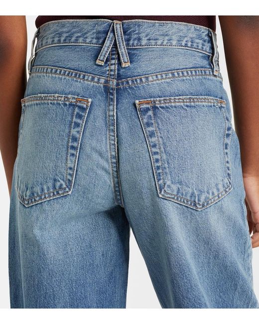 SLVRLAKE Denim Blue Cassie Faded Wide-Leg Jeans