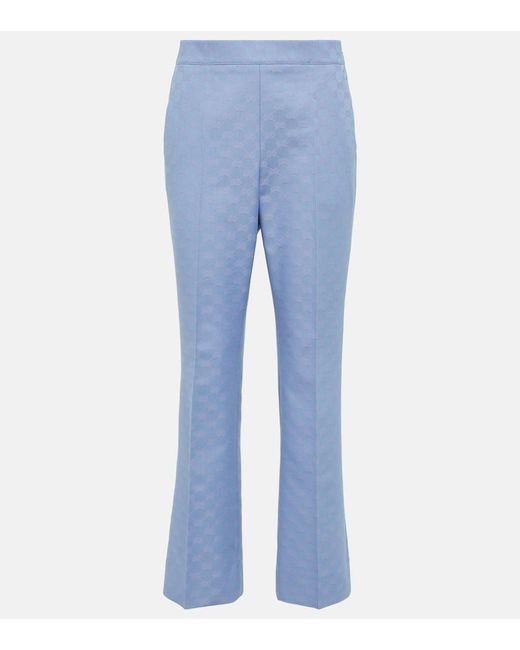 Gucci Blue GG Gabardine Cropped Pants