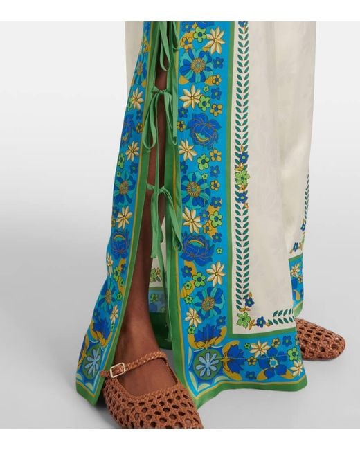 ALÉMAIS Blue Vivianna Printed High-Rise Wide-Leg Pants