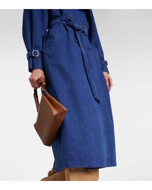 Max Mara Blue Calao Cotton Canvas Trench Coat