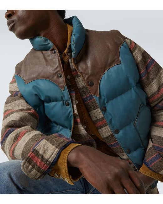 RRL Wattierte Weste Stonely Mit Leder in Blue für Herren