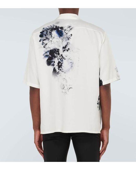 Camisa bowling Dutch Flower de seda Alexander McQueen de hombre de color White