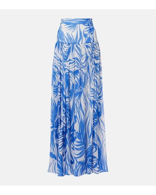 Alexandra Miro Blue Jaimee High-Rise Printed Maxi Skirt