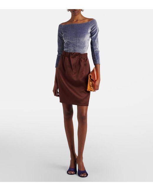 JACQUES WEI Brown Satin Pencil Skirt