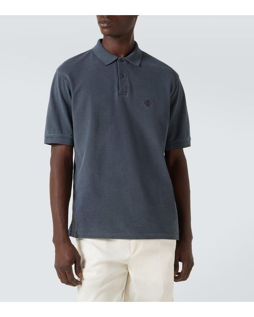 Herno Blue Logo Cotton Pique Polo Shirt for men