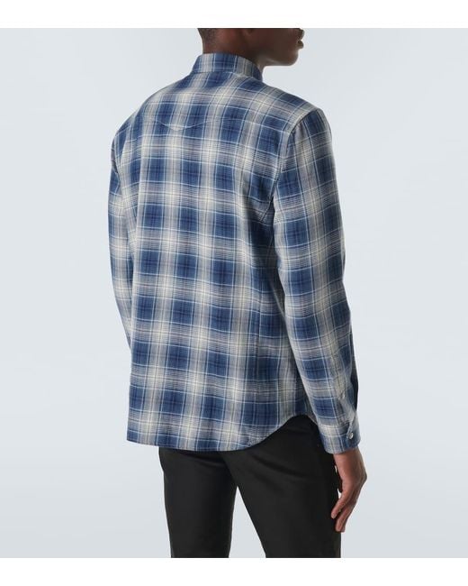 Tom Ford Blue Checked Cotton Western Shirt for men