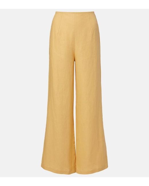 Faithfull The Brand Yellow Syna Linen Wide-Leg Pants