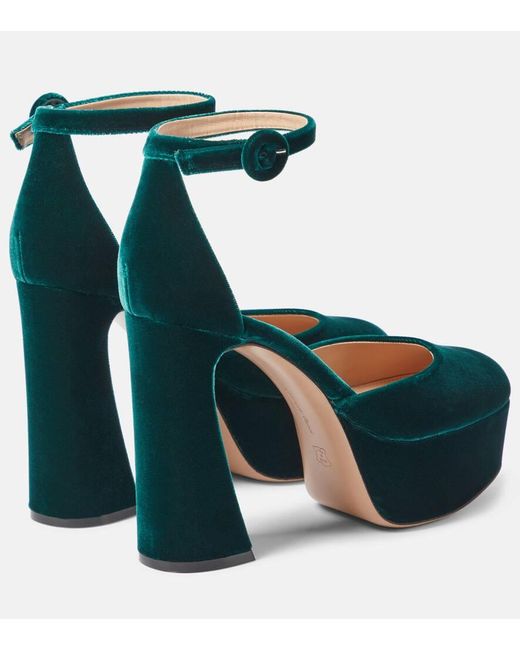 Salones con plataforma Holly D'Orsay de terciopelo Gianvito Rossi de color Green